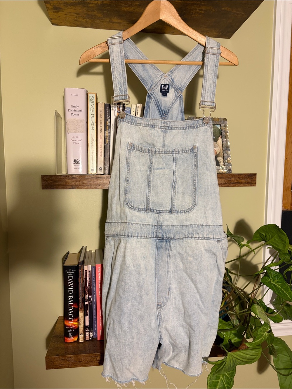 Gap Light Wash Denim Overalls Shorts